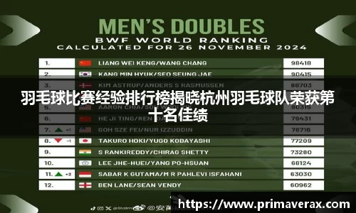 羽毛球比赛经验排行榜揭晓杭州羽毛球队荣获第十名佳绩